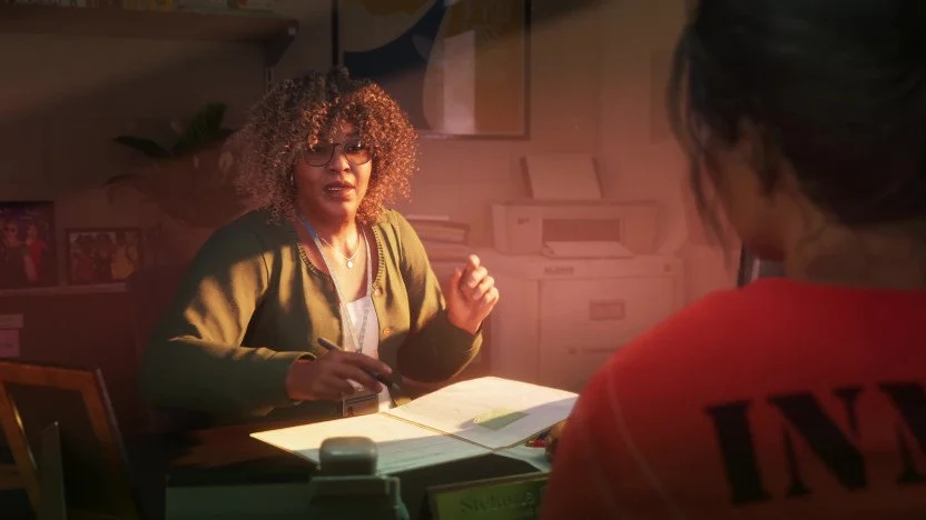 Prison interviewer in released GTA VI footage or artwork